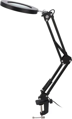 Produktbild von 5-fache Vergrößerungslupe mit LED-Beleuchtung, flexiblem Arm, 10 Helligkeitsstufen, 3 Farben, Werkbankleuchte mit Klemme
