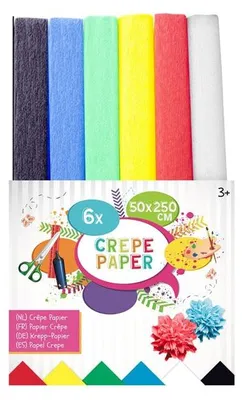 Produktbild von Buntes Krepppapier 50 x 250 cm - 6er-Set