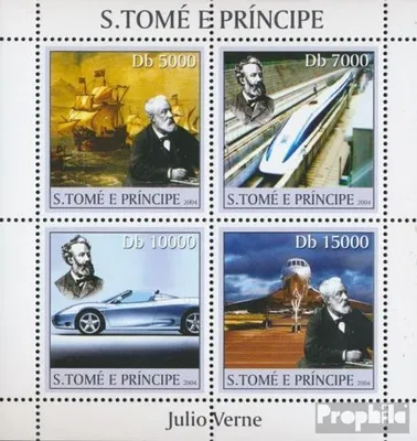 Produktbild von Briefmarken Sao Tome e Principe 2004 Mi 2554-2557 Kleinbogen (kompl. Ausgabe) postfrisch Segelschiffe, Züge, Autos, Concorde