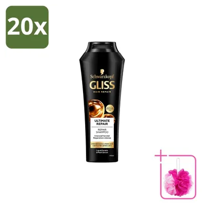 Productafbeelding van 20 x Gliss Kur Ultimate Repair Shampoo voor beschadigd haar, 250 ml - Voordelige verpakking - 20 stuks