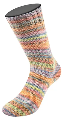 Produktbild von Lana Grossa - Landlust die Sockenwolle 6-F 150g 943 grau pfirsich mango rosa minttürkis orange zitrusgelb meliert