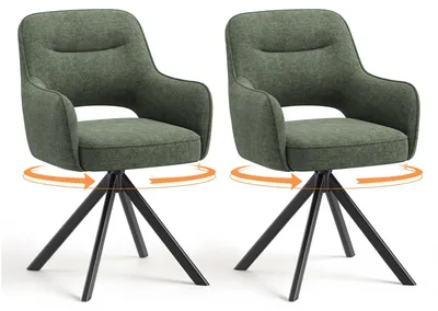 Image de Lot 2 Chaise pivotante premium avec demi-accoudoirs - Base métallique haute stabilité - Vert
