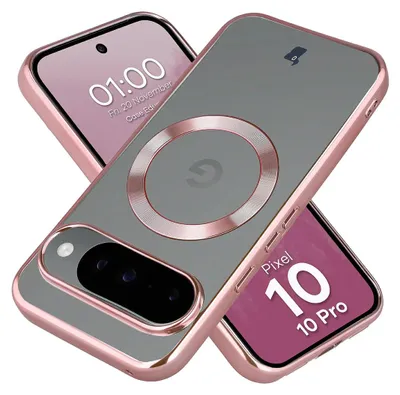 Produktbild von Handyhülle mit Magnetring für Google Pixel 10 / 10 Pro, Bizon Case EduardO, Transparent-Rosa