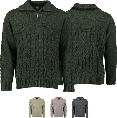 Produktbild von Herren Troyer Herrenstrickjacke Jagd Trachten Schurwolle Strick Pullover, Größe:58/3XL, Farbe:Oliv