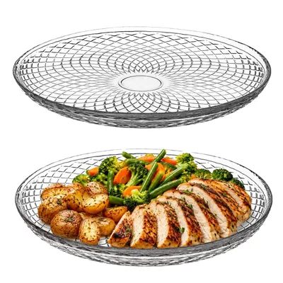 Productafbeelding van KADAX Glazen schaal, 30 cm, 1 stuk, ronde schaal van helder glas, serveerschaal van glas, ideaal als taartbord, dessertbord of hoofdschaal