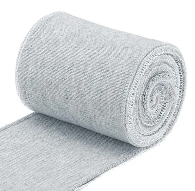 Elastische Bündchen mit Rippstrick, 80 x 7 cm, Baumwolle, grau, 1 Paar