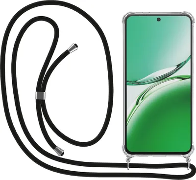 Immagine prodotto di Smartphonica Custodia per telefono adatta per Oppo Reno 12F con cavo e paraurti - Custodia con cavo per telefono - Custodia Backcover in TPU antiurto con cordino - Trasparente