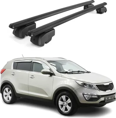 Image de Barres de toit Transversales pour Kia Sportage 2010-2015 Aluminium Noir ABE