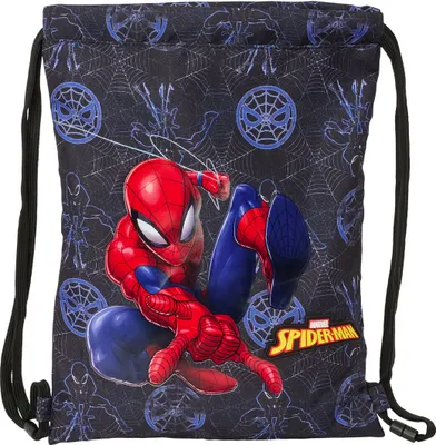 Produktbild von Rucksacktasche mit Bändern Spider-Man Attack Schwarz 26 x 34 x 1 cm