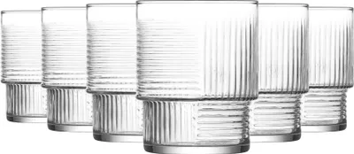 Produktbild von 6x 325ml Helen Whiskygläser Stapeln - Glas Schneiden Whiskey Rum Wodka Gin Scotch Eis Altmodisch Cocktail Trinken Becher Geschenkset - Von LAV