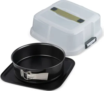 Produktbild von Zenker Bake, Click & Go 24er Springform mit Haube 24 x 8 cm Backform mit passendem Deckel für den direkten Transport Kuchenform zum Backen & Transportieren