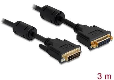 Produktbild von DeLOCK 3m DVI-I, 3 m, DVI-I, DVI-I, Schwarz, Gold, Männlich/Weiblich