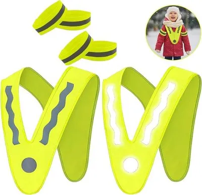 Image de Lot de 4 gilets pour enfants, coupe en V, réfléchissants, pour le sport et le vélo