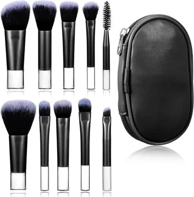 Immagine prodotto di Set di pennelli da trucco compatti – Set di pennelli da viaggio – Pennello per blush – Pennelli per correttore – Set di pennelli da trucco con custodia – Qualità professionale – Pennelli per mascara