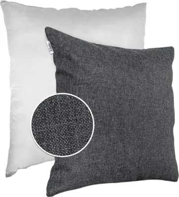 Produktbild von Dekokissen 60x60cm Kissenhülle mit Füllung Kissenbezug mit Reißverschluss Tizi Leinen-Optik Uni Grau