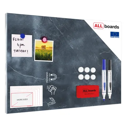 Produktbild von ALLboards Metallische Magnettafel HELLER BETON 60x40cm MetalBoards Memoboard für jede Art von Magneten Magnetpinnwand + 4 Marker, 10 Magnete und Schwamm