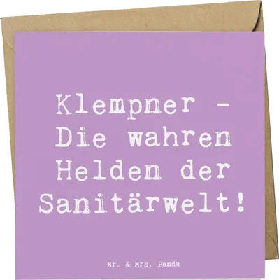 Produktbild von Mr. & Mrs. Panda Grußkarte Spruch Klempner Helden - Lavendeltraum - Geschenk, Beruf, Fleiß, Alltagshelden, Berufsalltag, Geschenke mit Herz, Rohrsanierung, doppelkarte