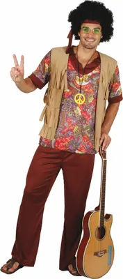 Immagine prodotto di Costume da uomo Hippie con gilet beige-rosso - M