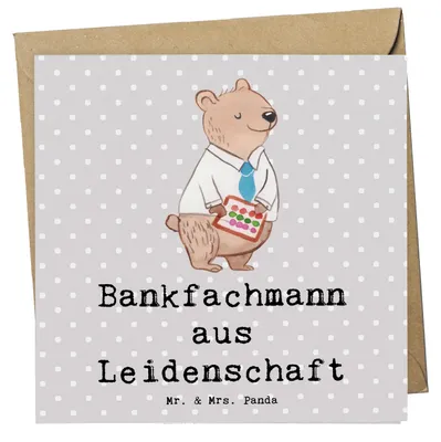 Produktbild von Mr. & Mrs. Panda Deluxe Karte Bankfachmann Leidenschaft - Grau Pastell - Geschenk, anlasskarte, Ausbildung, Glückwunschkarte, doppelkarte, Beruf, Klappkarte, Lustig