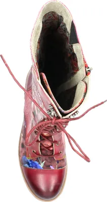 Produktbild von Laura Vita Damen Stiefel flach Leder mit Blumenmuster Cocrailo 63, Größe:37 EU, Farbe:Rot