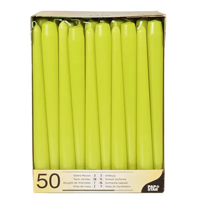 Produktbild von 100 Papstar Leuchterkerzen Ø 2,2 cm, 25 cm limonengrün 81113