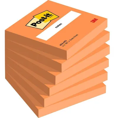 Obrázok produktu pre Samolepiaci poznámkový blok, 76x76 mm, 6x100 listov, 3M POST-IT, oranžová