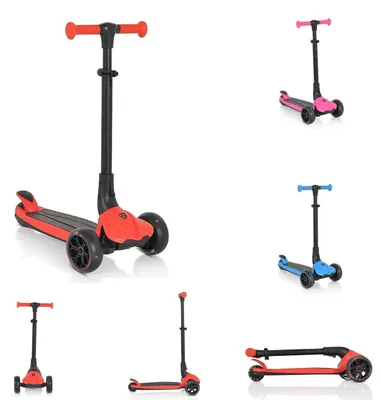 Produktbild von Byox Kinderroller Bolt 3 Räder, höhenverstellbar, klappbar, PolyurethanRäder, ABEC-9 rot