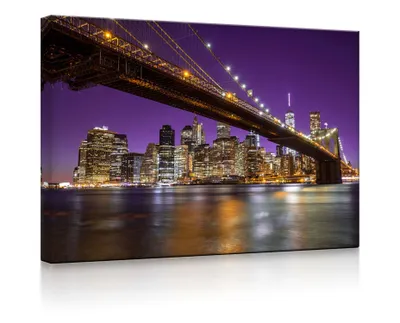 Produktbild von lightbox multicolor | Wandbilder beleuchtet | Skyline von Manhattan mit Brooklyn Bridge | 80x60 cm | fully lighted