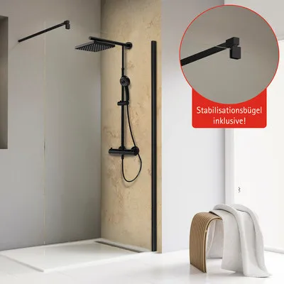 Produktbild von SCHULTE Walk In TouraPlus ExpressPlus 80 x 200 cm Profil schwarz Klarglas schmutzabweisende Glasbeschichtung