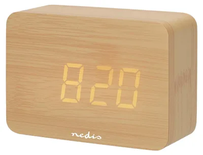 Obrázek produktu pro LED digitální stolní budík, dřevěný, s displejem pro odložení buzení a teplotu