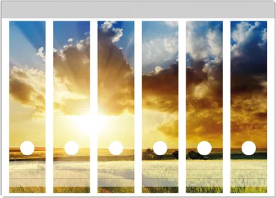 Produktbild von Wallario Ordnerrücken Sticker, selbstklebend für breite Ordner, 6 Stück, Motiv Feldweg in den Sonnenuntergang