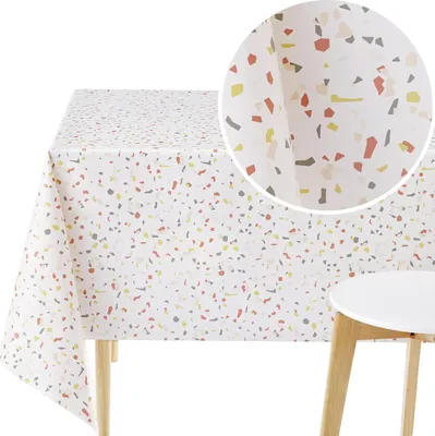 Produktbild von Famanu PVC Tischdecke Terrazzo-Muster - Rechteckig - 200x140 cm - Cremeweiß