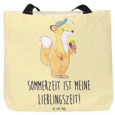 Produktbild von Mr. & Mrs. Panda Tote Bag Sommer Freude - Gelb Pastell - Geschenk, Sommerferien Abschiedsgeschenk, Tasche, Unitasche, Summer Vibes, Feelings, Stoffbeutel, Strand, Winter