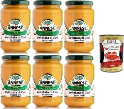 Produktbild von Annese Vellutata di Ceci Decorticati Dekorierte Kichererbsencremesuppe 6x 360gr + Italian Gourmet polpa 400g