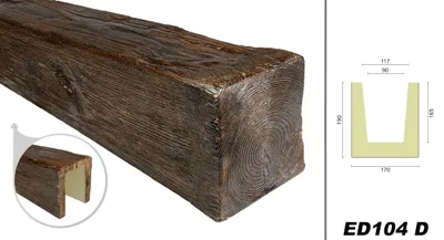 Produktbild von DECO WOOD Deckenbalken modern aus Polyurethane, 2m Länge, PolyurethanBalken Holzoptik (dunkelbraun - 17x19cm) Verzierung Lampe Kabelkanal Scheinbalken