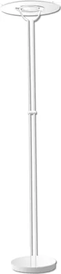 A white LED floor lamp with a round base and a circular light fixture at the top.