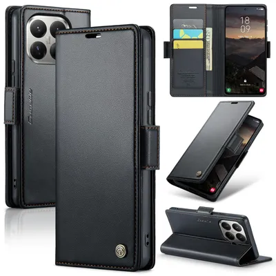 Produktbild von Lederhülle für Xiaomi 17T Pro Brieftasche Kartenfach Schutzhülle mit Standfunktion Schwarz