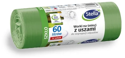 Produktbild von Stella 035168 Müllbeutel mit Henkeln zur Glass-mülltrennung | 60 L | 14 Stück |