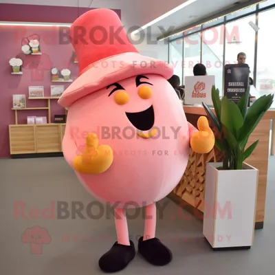 Productafbeelding van Peach Beet mascotte REDBROKOLY kostuum karakter gekleed met een legging en dasspelden