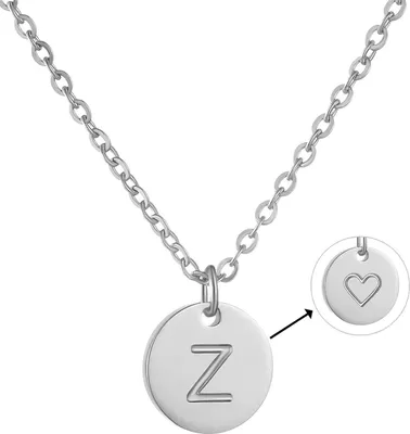 Image de Collier Initiale Femme Lettre Pendentif Or Argent Or Rose avec Coeurs