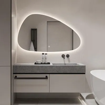 Image de FENOMÉ Delafon "Florence Organique" miroir de salle de bains - 50 × 80 cm, éclairage LED & antibuée avec fonction chauffage