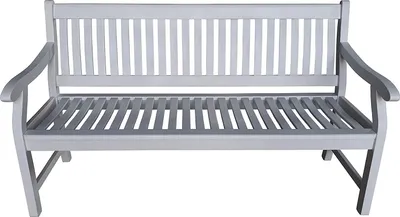 A white wooden garden bench.