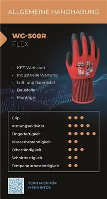 Produktbild von Wonder Grip WG-500R, Werkstatthandschuhe, XL, Erwachsener, Erwachsener, Unisex, Kein Muster
