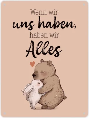Produktbild von Hase und Bär Metallschild XL in 21x28 cm mit Spruch Wenn wir uns haben, haben