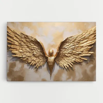 Produktbild von ARTHUB® Leinwandbild 80x120 cm, Beautiful Gold Wings | Wohnzimmerdekoration, Hängende Bilder, Wanddekoration, Heimdekoration, Moderne, Maltextur