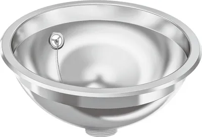 Immagine prodotto di KWC AR lavabo rotondo, RONDO, acciaio inox, hgl, 295x119 mm, troppopieno, filo di scarico e troppopieno.