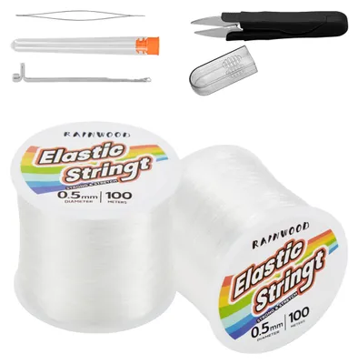 Obrázok produktu pre Elastické náramky, pružná šnúra, 0,5 mm, 2 x 200 metrov, s nástrojom, vhodné na výrobu šperkov