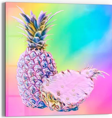Produktbild von DEQORI Glasbild Echtglas 50x50 cm 'Ananaszauber' Wandbild Bild modern Deko