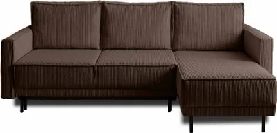 Image de Lisa Design Charlie - canapé d'angle réversible - 4 places - convertible avec coffre - en velours côtelé , Marron