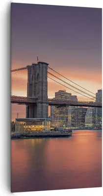 Produktbild von Bild auf Leinwand - Leinwandbild - New York Brücke Nacht - 65x120cm - Wand Bild - Wanddeko - Leinwanddruck - Bilder - Kunstdruck - Wanddekoration - Leinwand bilder - Wandkunst - PA65x120-4048